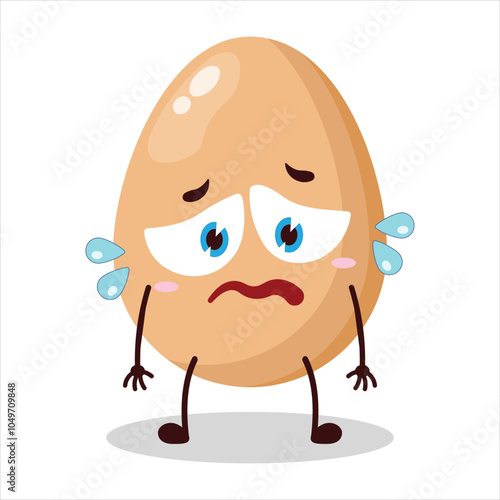 cute depressed expression of chicken egg character