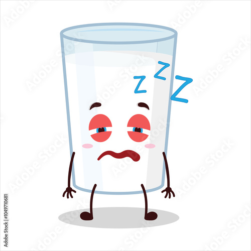 cute sleepy expression of milk character