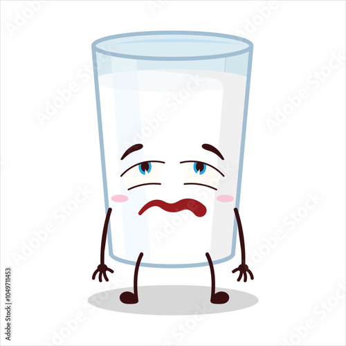 cute bored expression of milk character