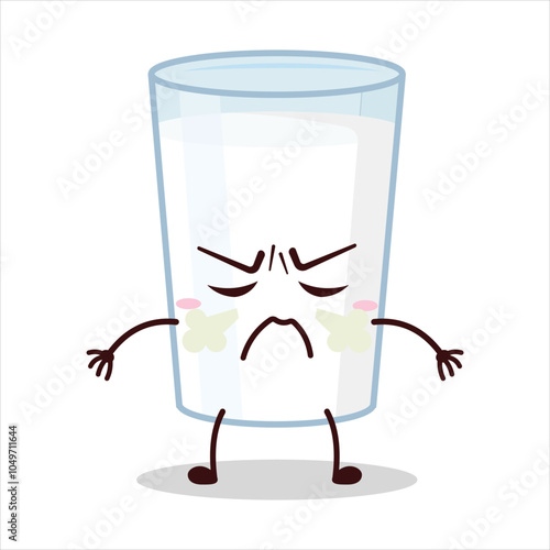 cute mad expression of milk character