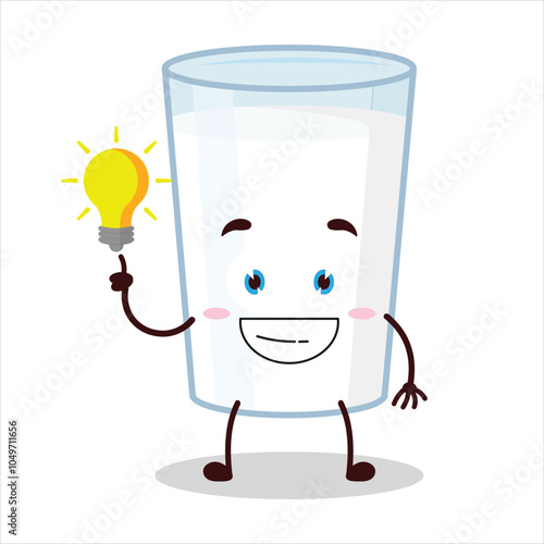 cute creative expression of milk with shiny lamp cartoon character