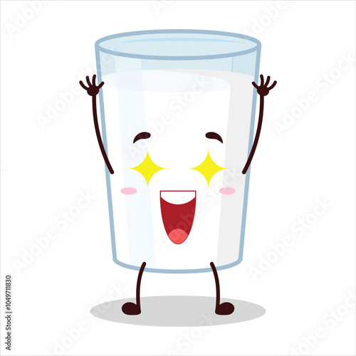 cute excited expression of milk character