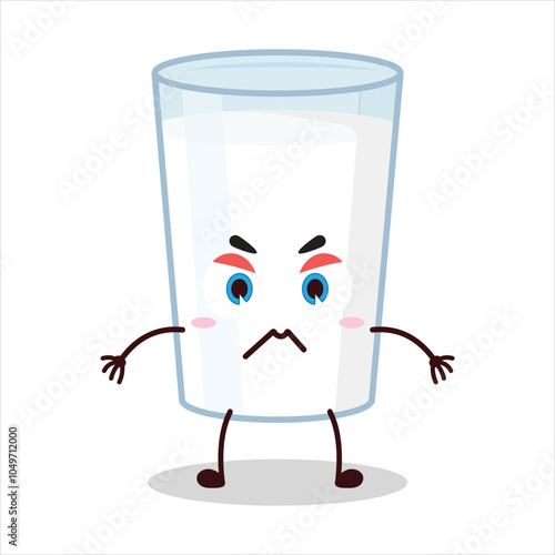cute irritated expression of milk character