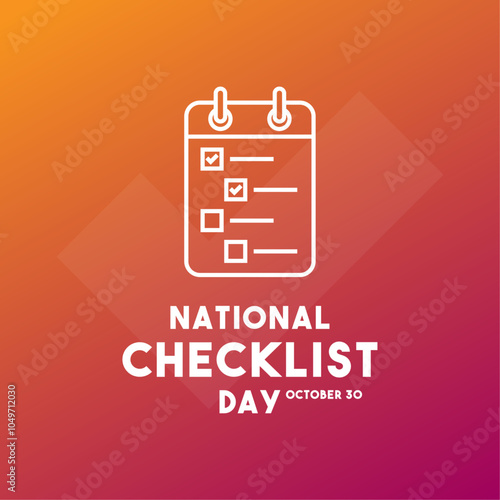 National Checklist Day. October 30. Gradient background.