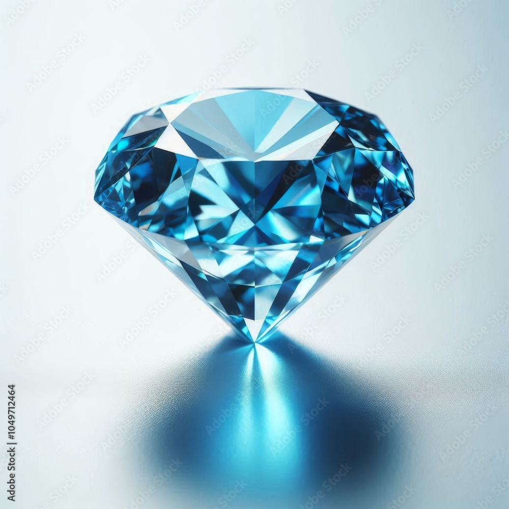 Brilliant Blue Diamond Face Isolated on Clean White Surface Brilliant Blue Diamond Face Isolated on Clean White Surface