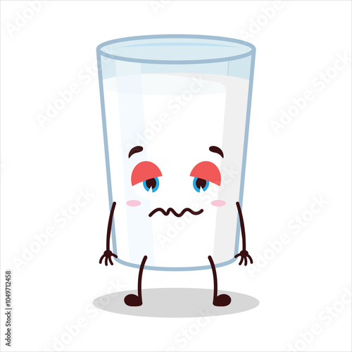 cute grumpy expression of milk character