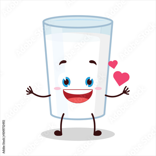 cute fall in love expression of milk character