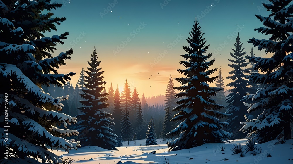 Fototapeta premium Christmas Magic: A Winter Forest Landscape Background