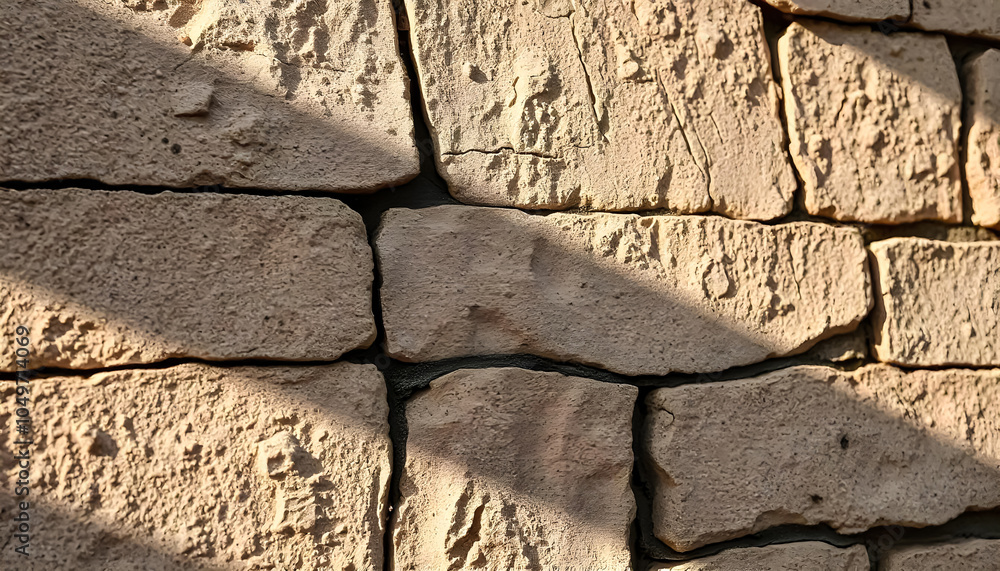 Fototapeta premium Rustic Stone Wall with Uneven Cracks Texture