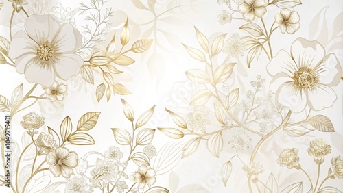 Luxurious golden wallpaper. Baner with a white background and beautiful light stripes.