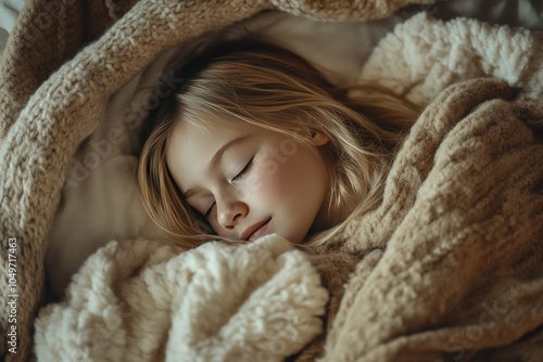 Peaceful Child Sleeping Under Cozy Blankets