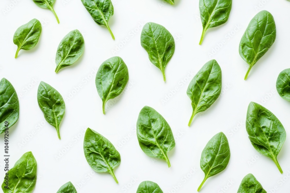 Fresh Spinach Leaves on White Background Fresh Spinach Leaves on White Background