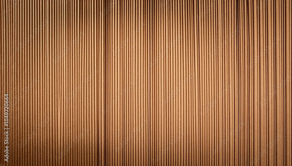 Fototapeta premium Vertical line pattern on corrugated cardboard, creating a visually pleasing and uncomplicated backdrop
