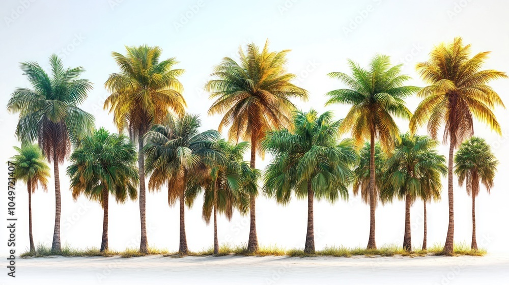 Fototapeta premium several Palm Trees Isolated on white