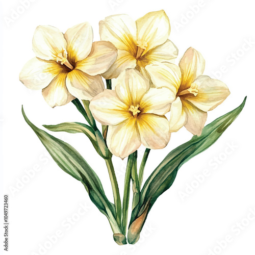 jonquil flower watercolor clipart illustration