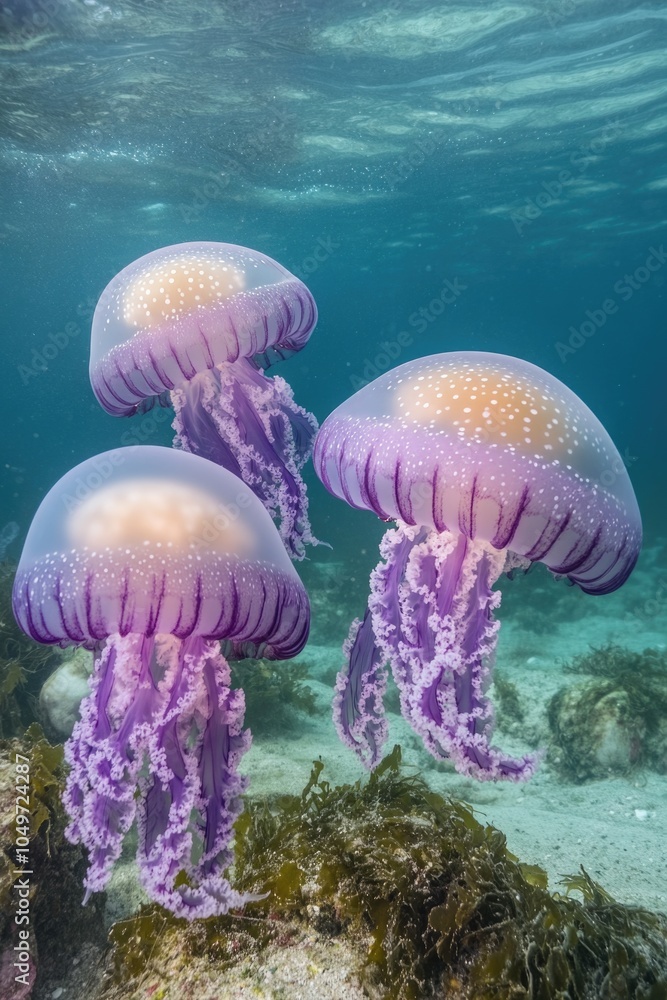 Group of jellyfish in the ocean Group of jellyfish in the ocean