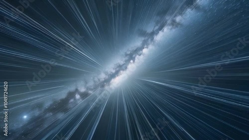 An artistic depiction of a galaxy with radiant energy beams, creating a sense of depth and cosmic wonder created with generative ai