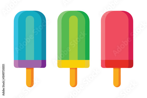 Colorful Popsicle Icon Set – Rainbow Ice Lolly Collection on White Background