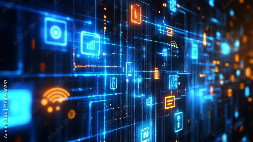 Naklejka premium Abstract Digital Network with Icons