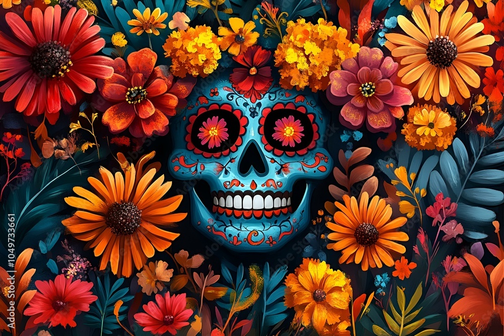 Skull Surrounded by Flowers Skull Surrounded by Flowers