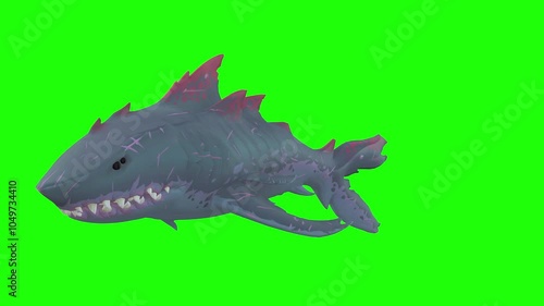 Danger shark under water green screen or chroma key video art aimation or marine life animals video photo