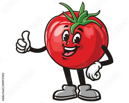 Tomato with thumb up, Cartoon Mascot Illustration Character Vector Clip-art Hand-drawn Logo Design