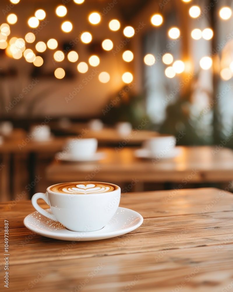 A cozy coffee cup sits on a wooden table, surrounded by soft, glowing lights that create a warm and inviting ambiance. A cozy coffee cup sits on a wooden table, surrounded by soft, glowing lights that create a warm and inviting ambiance.