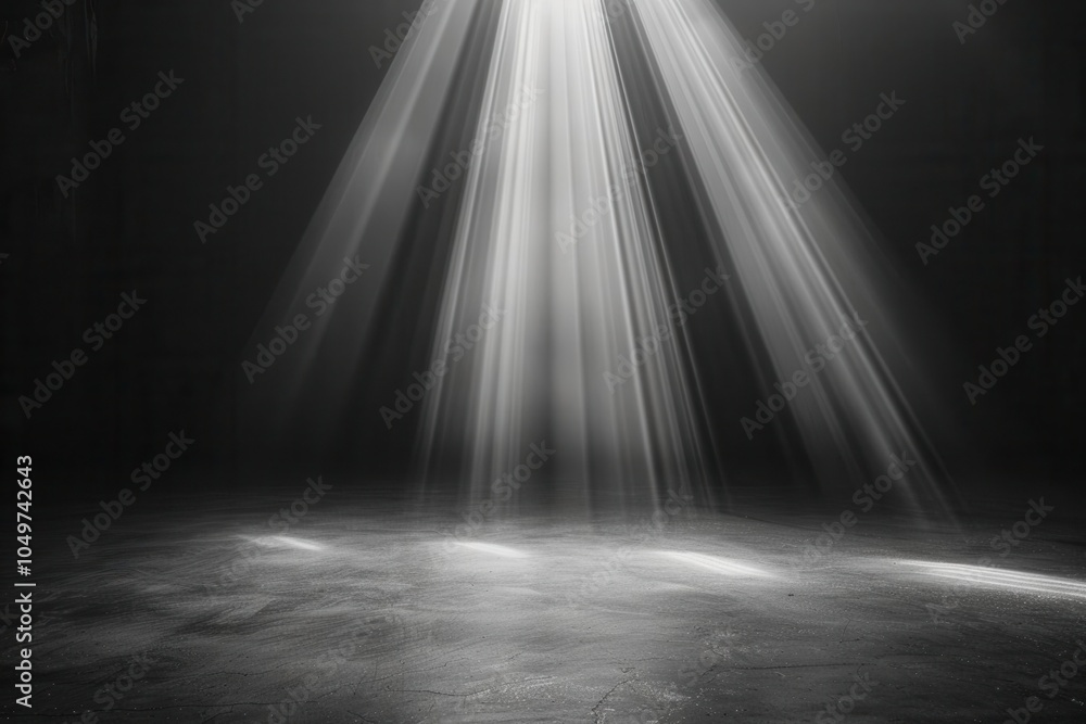 Obraz premium Light beams shining through a dark space, creating a dramatic spotlight effect.