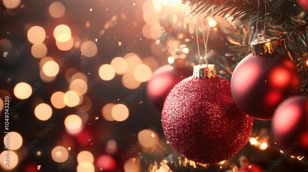 Festive Christmas Ornaments Sparkling Under Twinkling Lights Festive Christmas Ornaments Sparkling Under Twinkling Lights