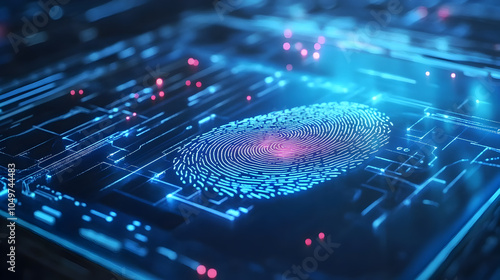 Wallpaper Mural A digital fingerprint on a circuit board, representing security and authentication. Torontodigital.ca