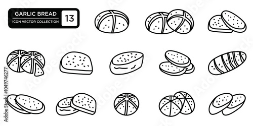 Garlic bread icon collection, editable and resizable vector icon templates.