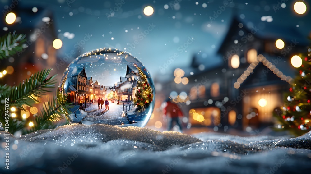 Obraz premium Enchanting winter scene in a snow globe