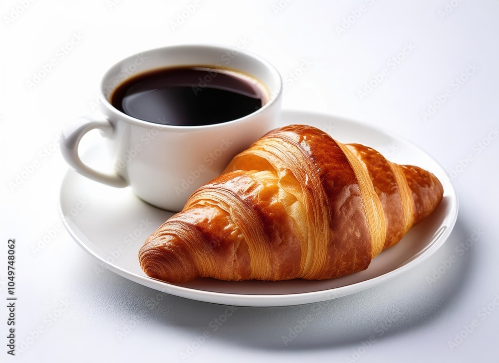 cup of coffee and croissant cup of coffee and croissant