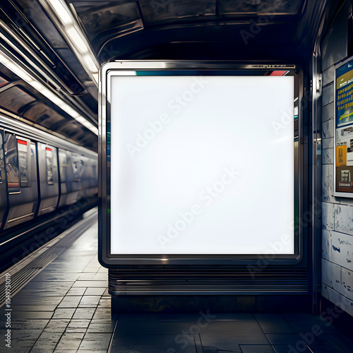 Blank advertising panel in the subway ready for advertising photo