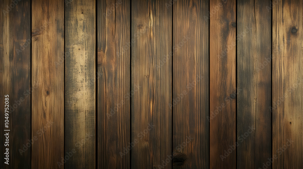 Naklejka premium Dark Brown Wooden Plank Background - Illustration