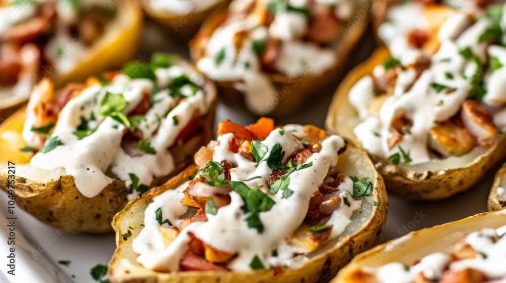 Elegant Potato Skins on a Light Background Elegant Potato Skins on a Light Background