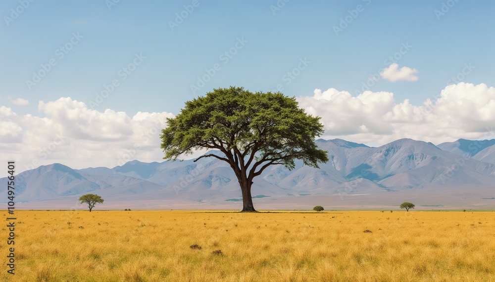 Lonely tree in savanna, amazing natural landscape Lonely tree in savanna, amazing natural landscape