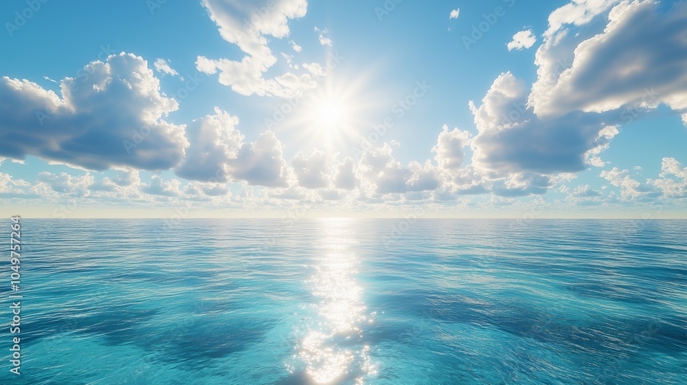 Obraz premium A breathtaking HD panorama featuring a summer sea with clear, sunlit water.