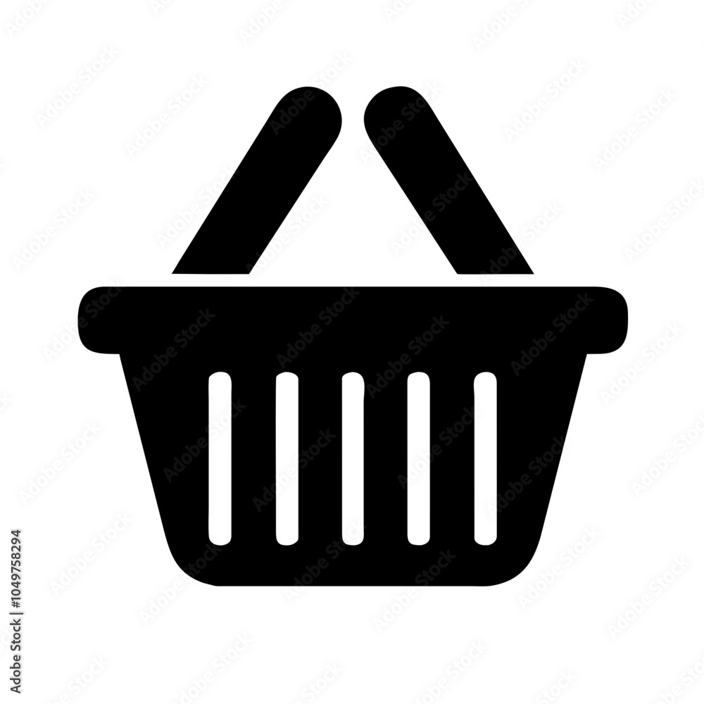 Icon of a shopping basket, representing retail and shopping Icon of a shopping basket, representing retail and shopping