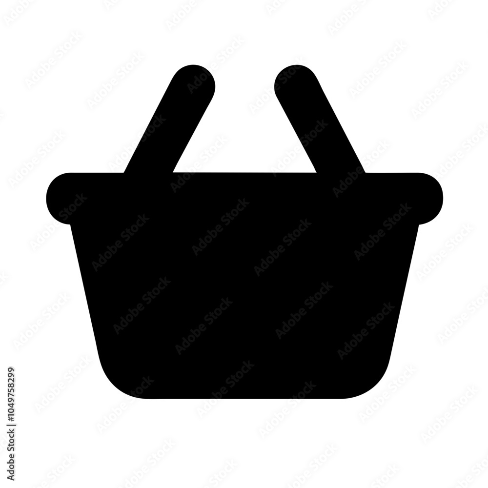 Icon of a shopping basket, representing retail and shopping Icon of a shopping basket, representing retail and shopping