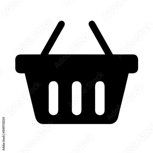 Icon of a shopping basket, representing retail and shopping