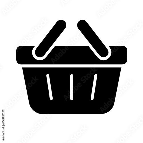 Icon of a shopping basket, representing retail and shopping