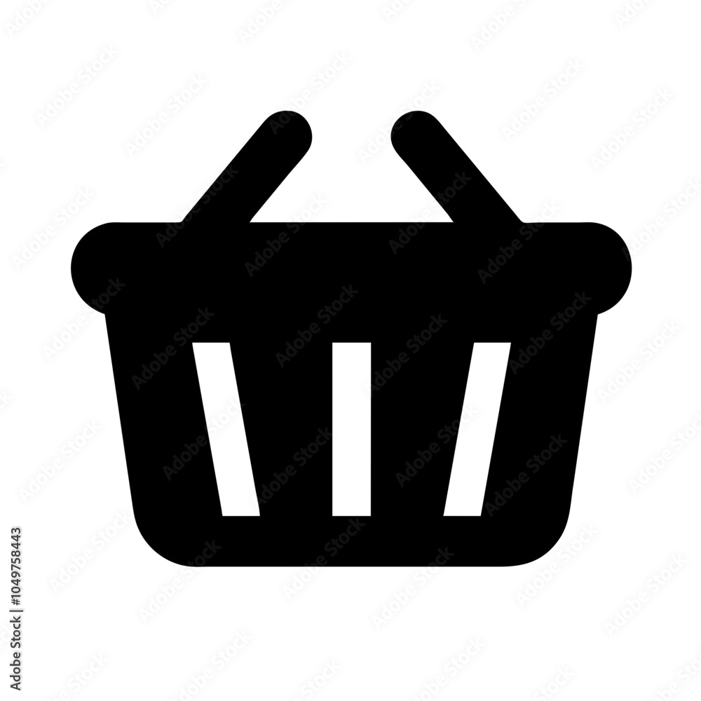 Icon of a shopping basket, representing retail and shopping Icon of a shopping basket, representing retail and shopping