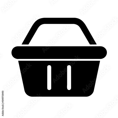 Icon of a shopping basket, representing retail and shopping