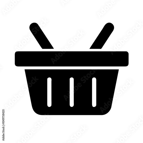 Icon of a shopping basket, representing retail and shopping