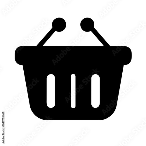 Icon of a shopping basket, representing retail and shopping