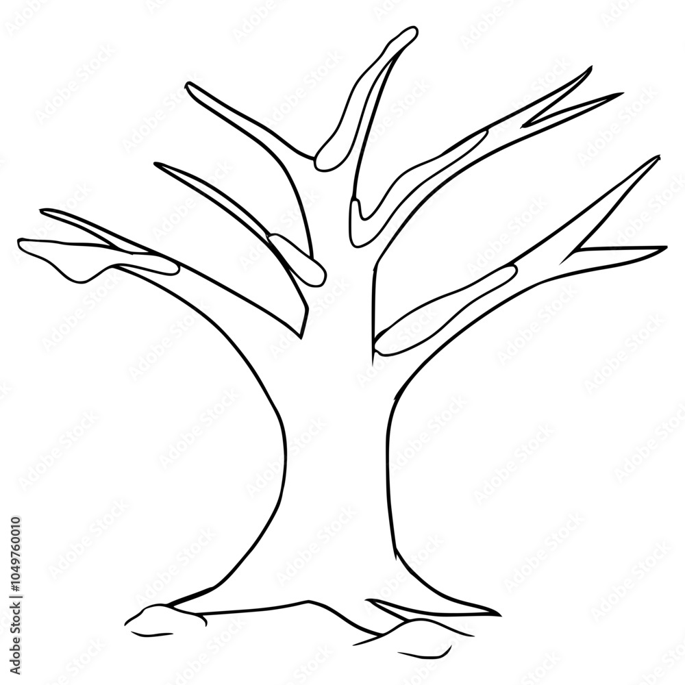 Naklejka premium trees in winter illustration hand drawn outline vector