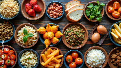 Wallpaper Mural A visually appealing collection of fresh and cooked ingredients, perfect for a culinary scene. Torontodigital.ca