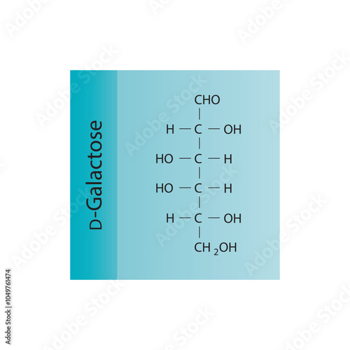 D-Galactose skeletal structure diagram.Sugar compound molecule scientific illustration.