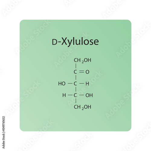 D-Xylulose skeletal structure diagram.Ketose compound molecule scientific illustration.